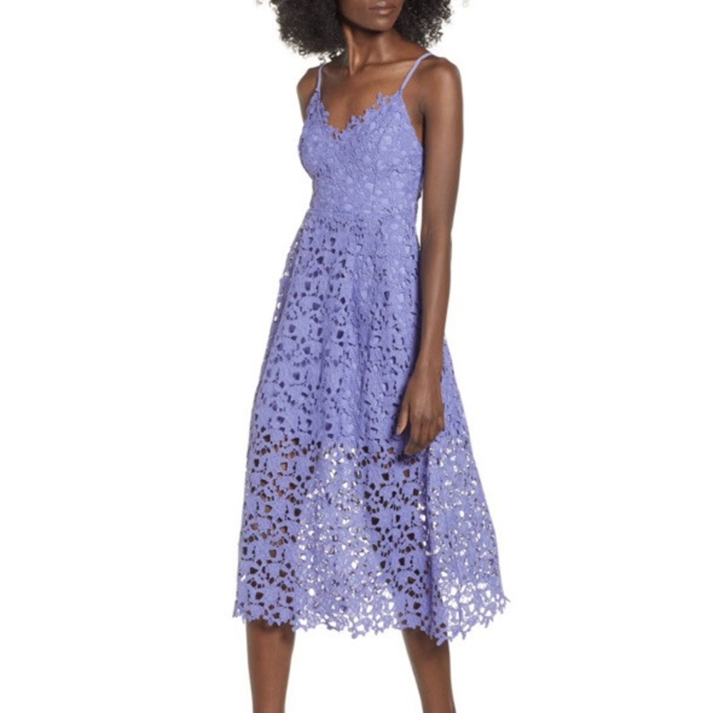 Astr Purple Lace Midi Dress